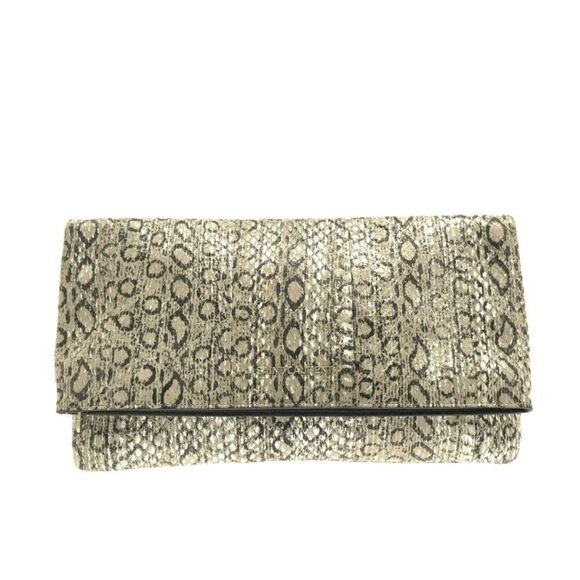 SAINT LAURENT PARIS 328193 Light gray Dark Navy Silver Leather Clutch Bag - Picture 1 of 12